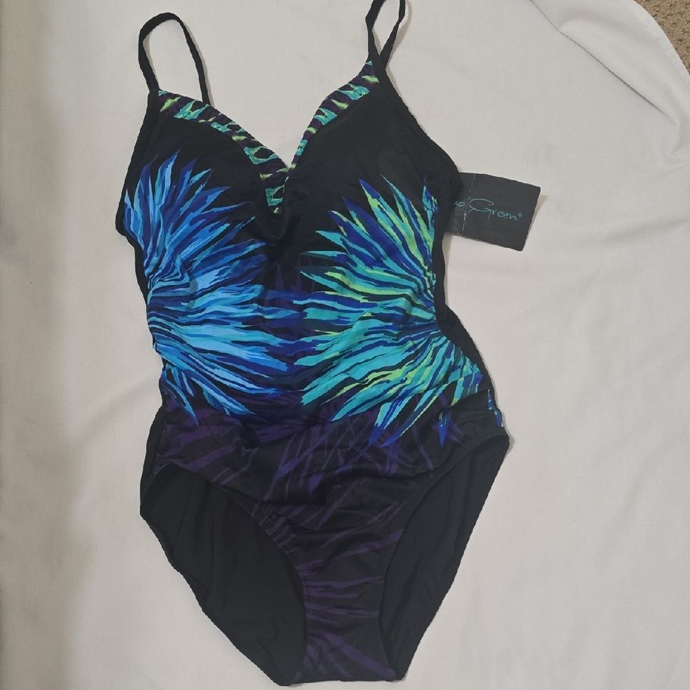 Aqua Green One Piece Swimsuit L